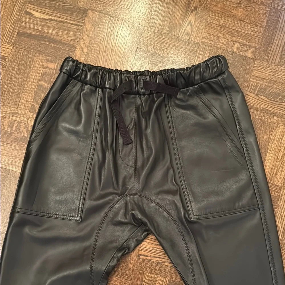 Zara 100% genuine black leather Jogger pant size XS - Picture 2 of 10
